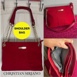 NEW 😍 CHRISTIAN SIRIANO Red Shoulder Bag with Gold Chain Straps